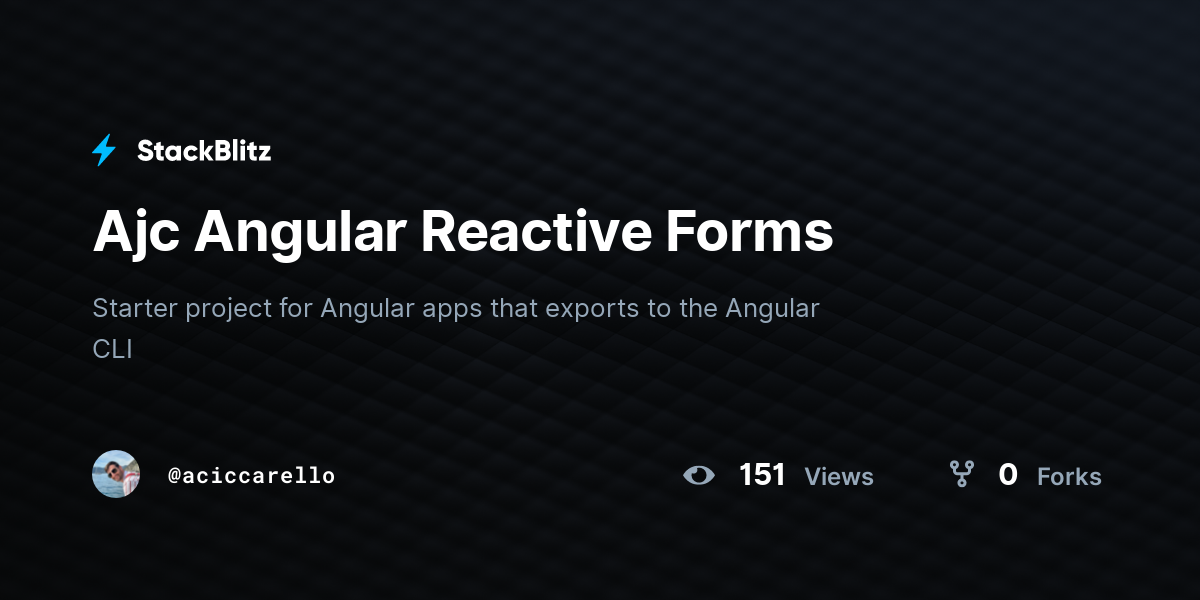 Ajc Angular Reactive Forms StackBlitz