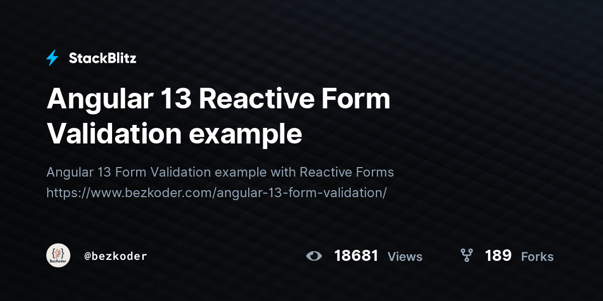 Angular 13 Reactive Form Validation Example StackBlitz