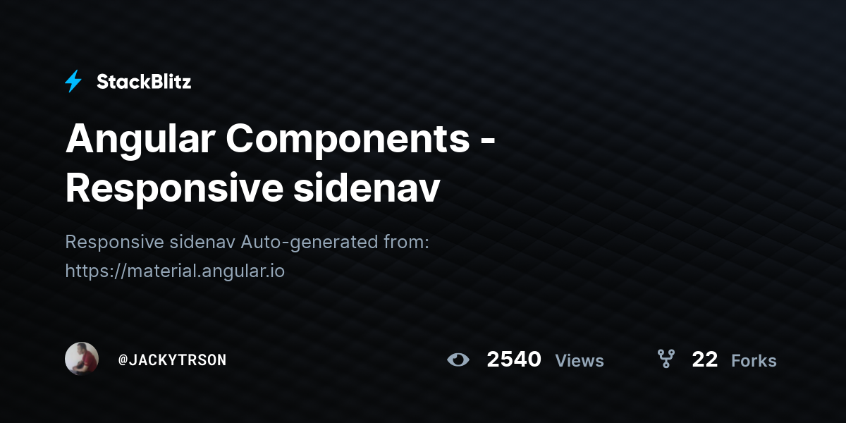 Angular Components Responsive Sidenav StackBlitz