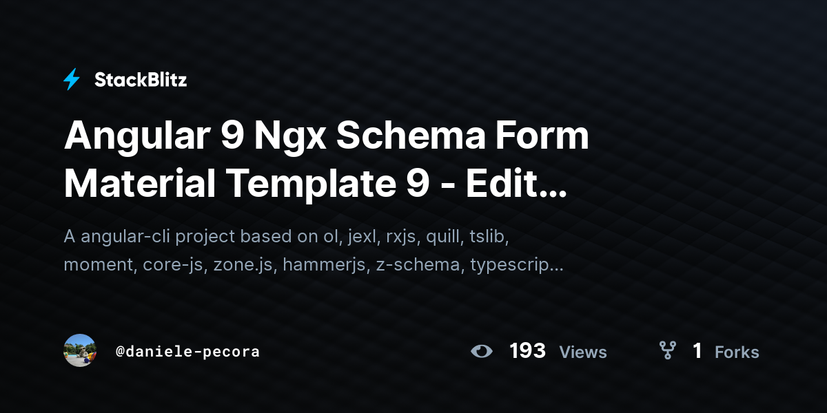 Angular Ngx Schema Form Material Template Edit Function Stackblitz