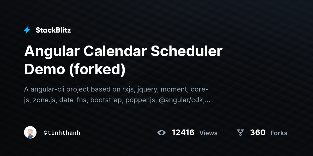 Angular Calendar Scheduler Demo Forked StackBlitz