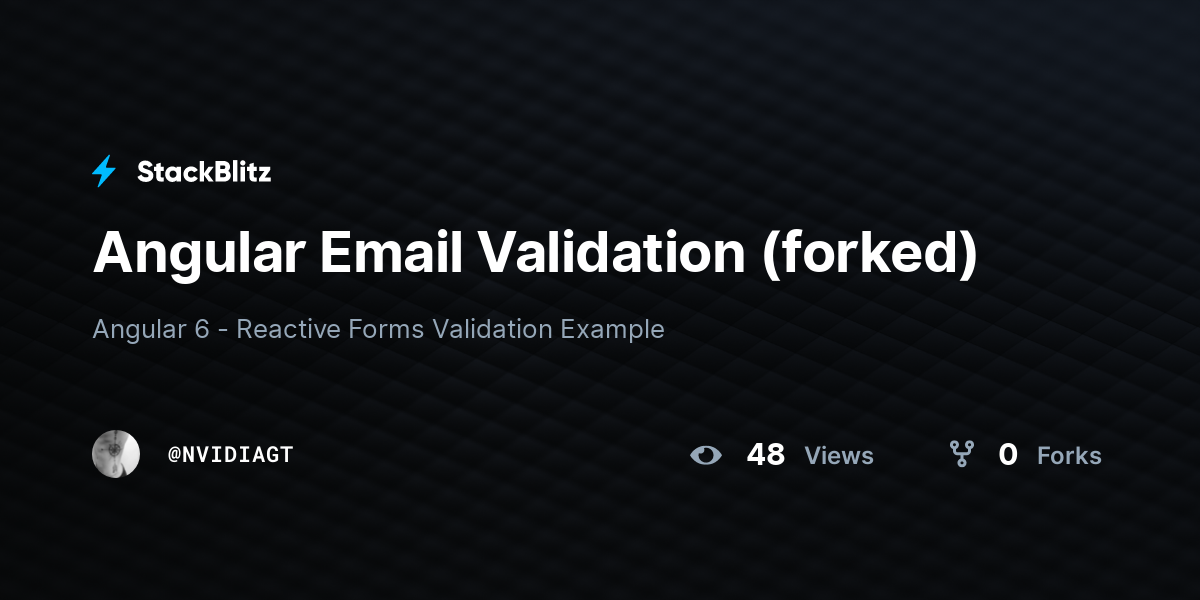 Angular Email Validation Forked StackBlitz