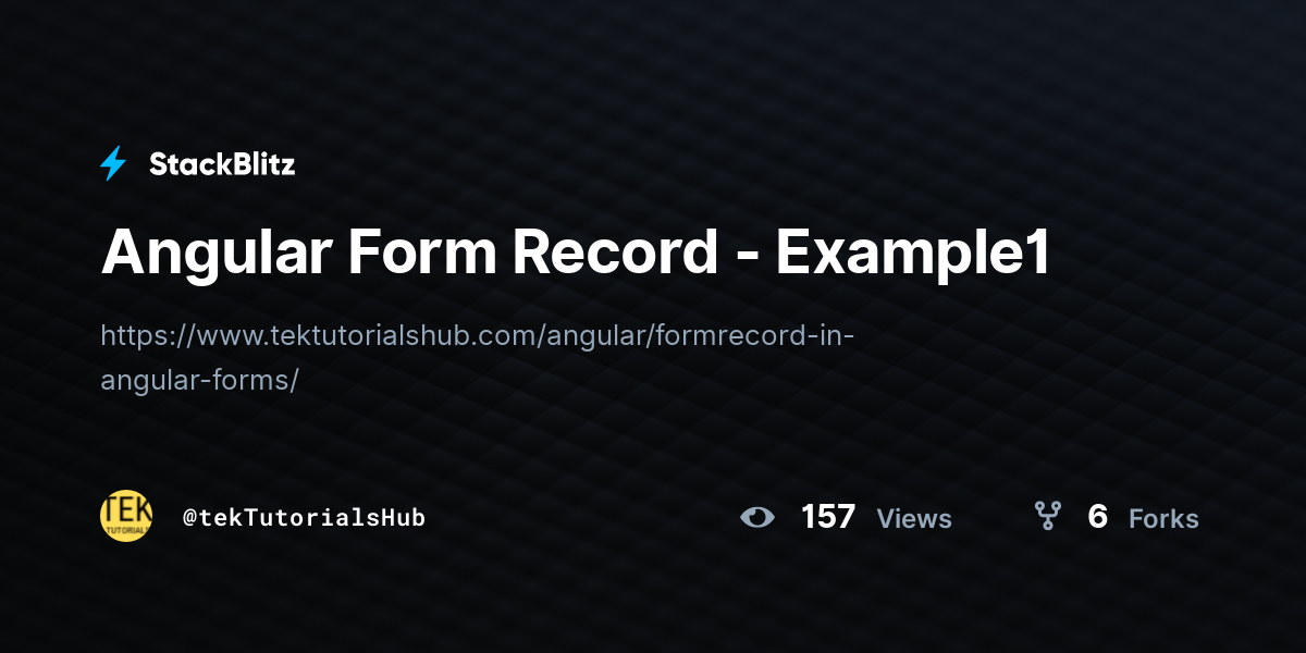 Angular Form Record Example Stackblitz