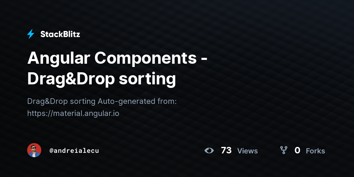 Angular Components Drag Drop Sorting Stackblitz