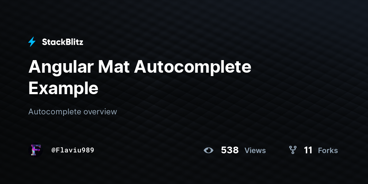 Angular Mat Autocomplete Example StackBlitz