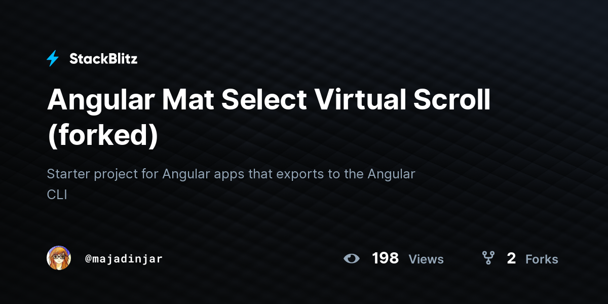 Angular Mat Select Virtual Scroll Forked StackBlitz