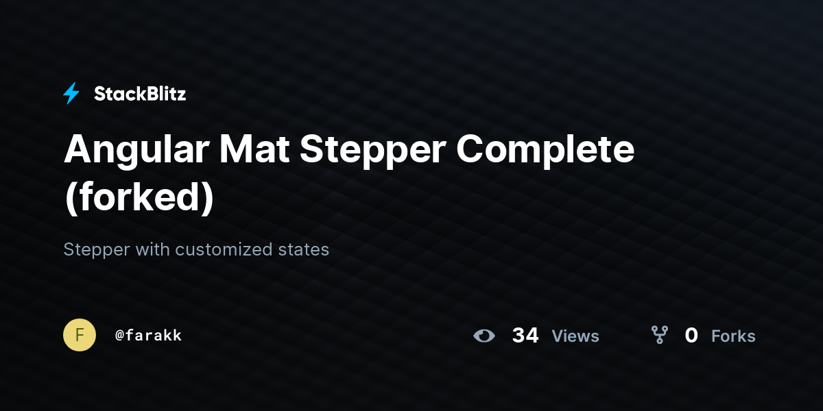 Angular Mat Stepper Complete Forked StackBlitz