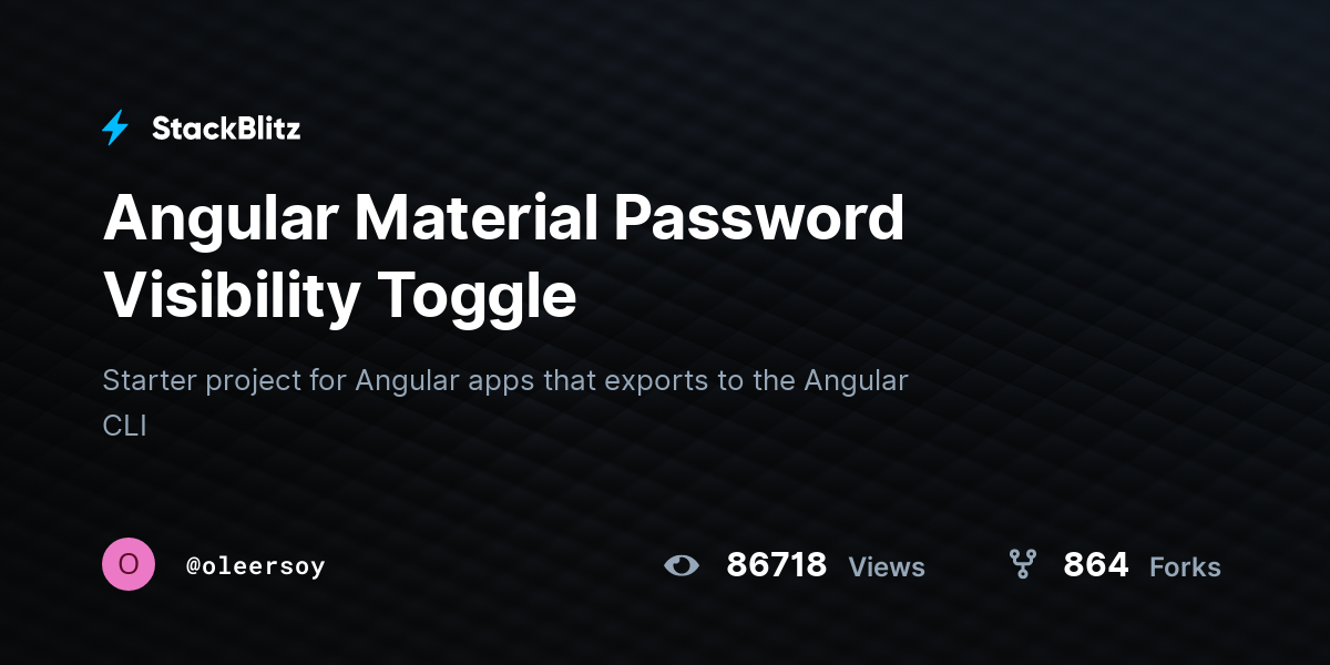 Angular Material Password Visibility Toggle Stackblitz