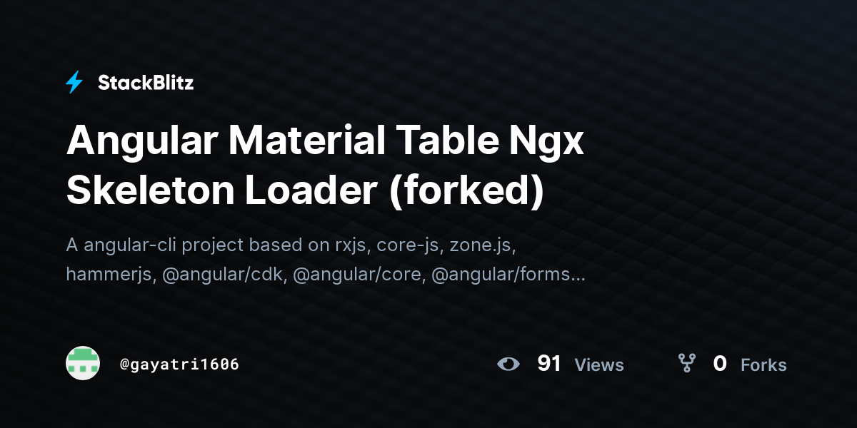 Angular Material Table Ngx Skeleton Loader Forked StackBlitz