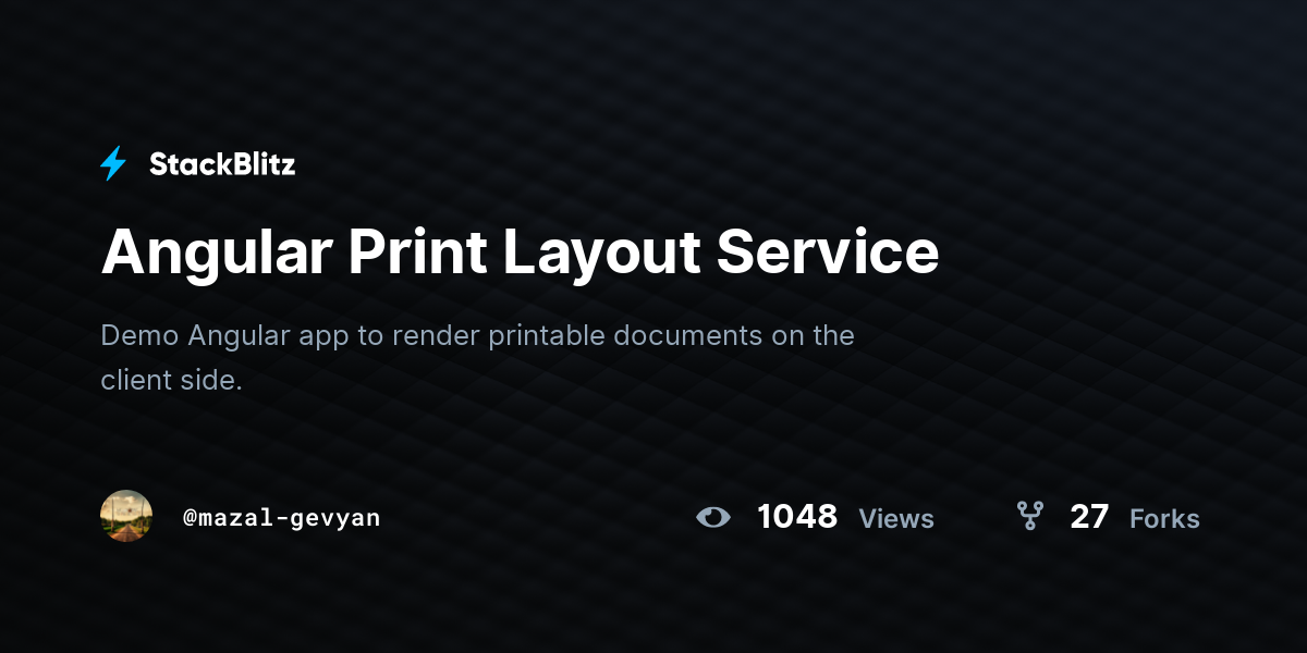 Angular Print Layout Service Stackblitz