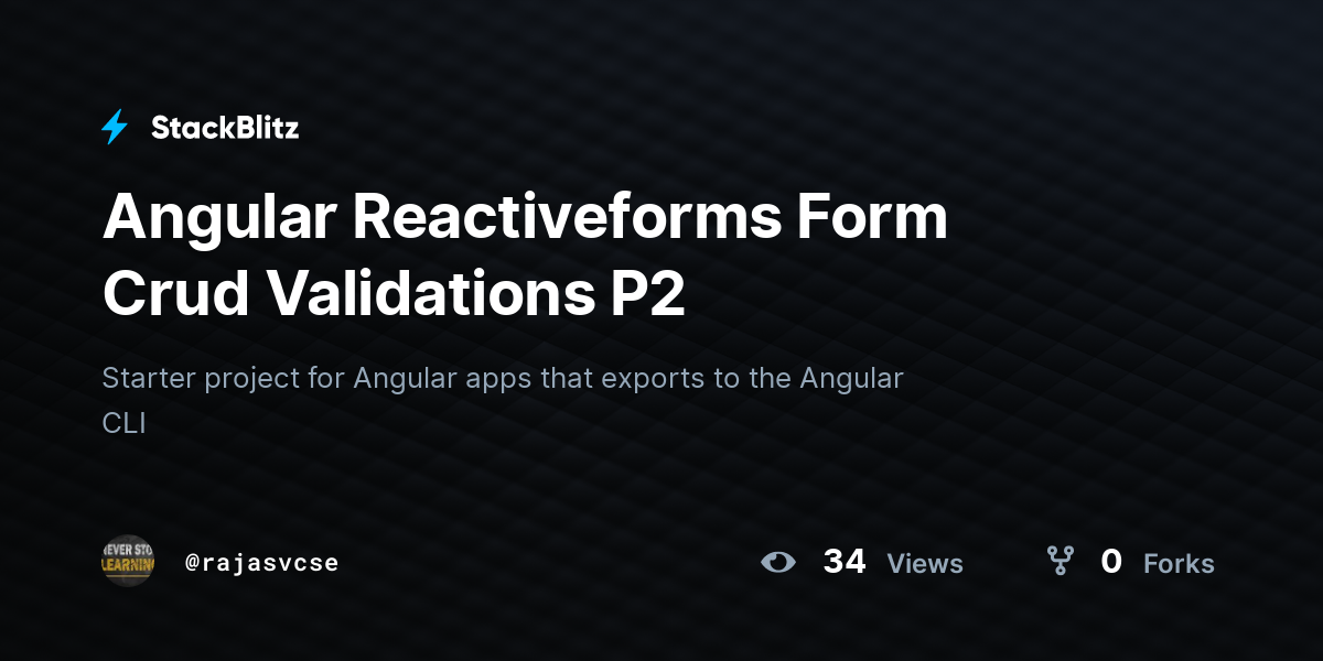 Angular Reactiveforms Form Crud Validations P2 StackBlitz