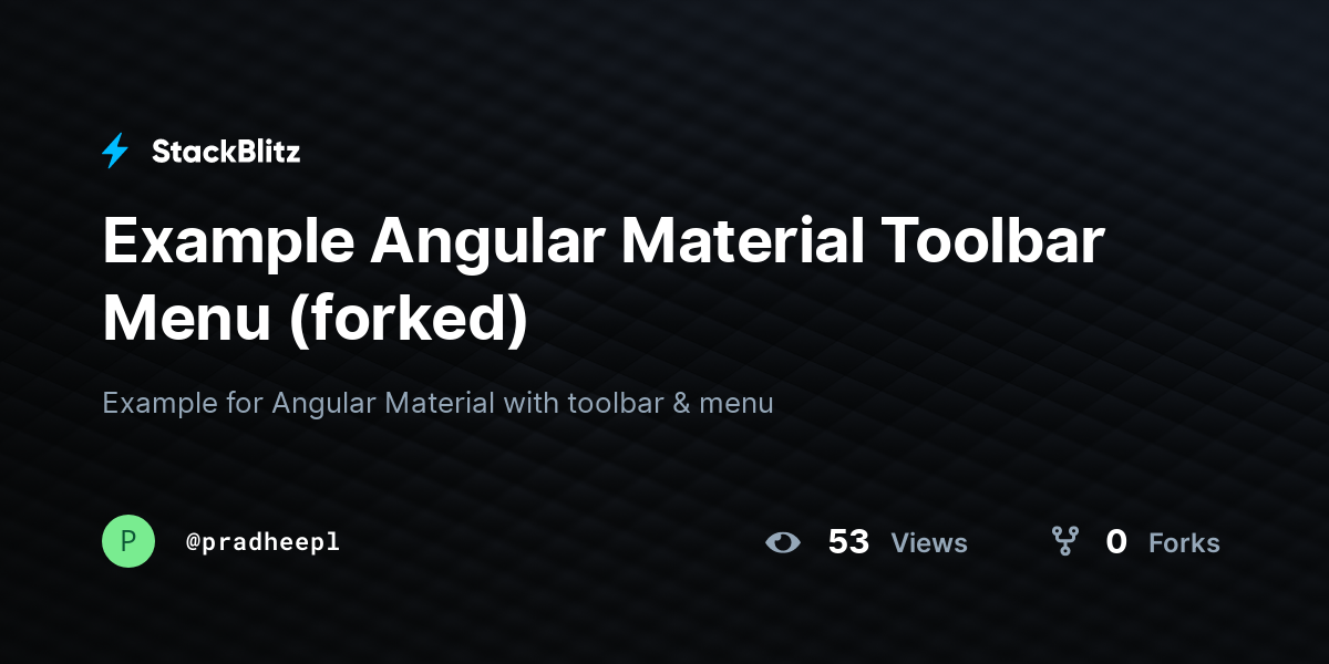 Example Angular Material Toolbar Menu Forked Stackblitz