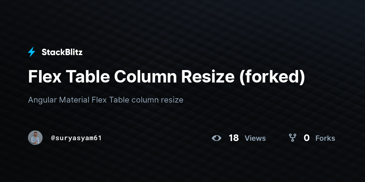 Flex Table Column Resize Forked StackBlitz