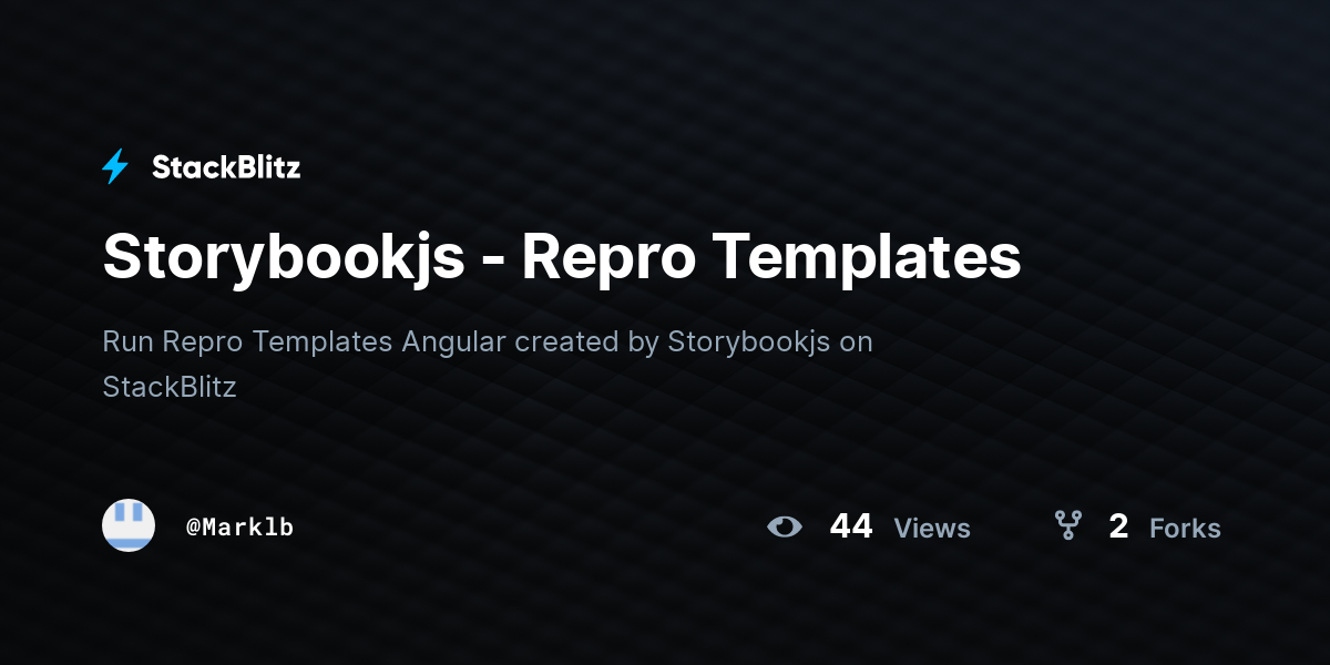 Storybookjs Repro Templates StackBlitz