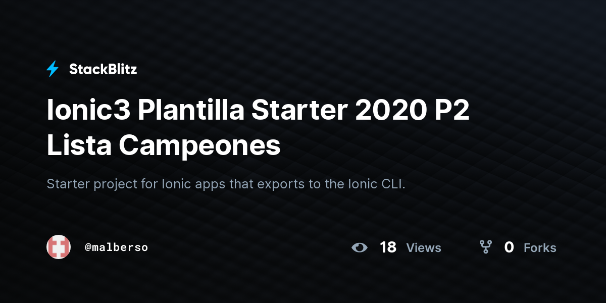 Ionic Plantilla Starter P Lista Campeones Stackblitz