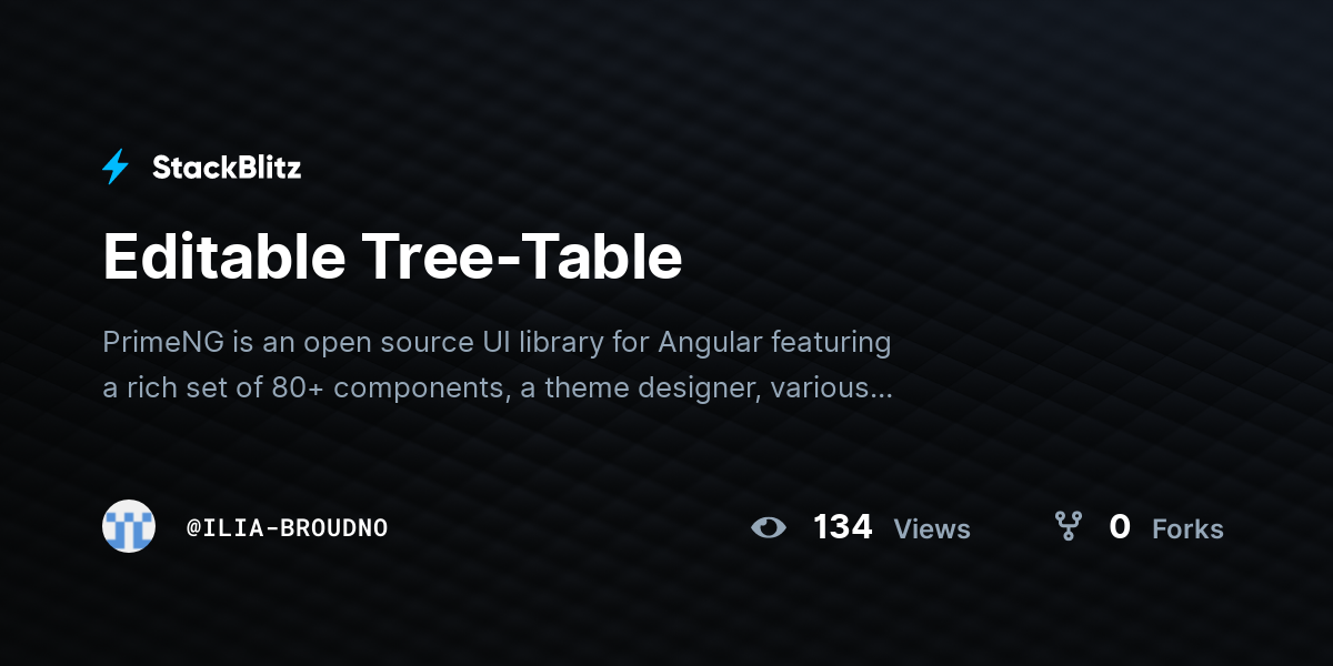Editable Tree Table StackBlitz