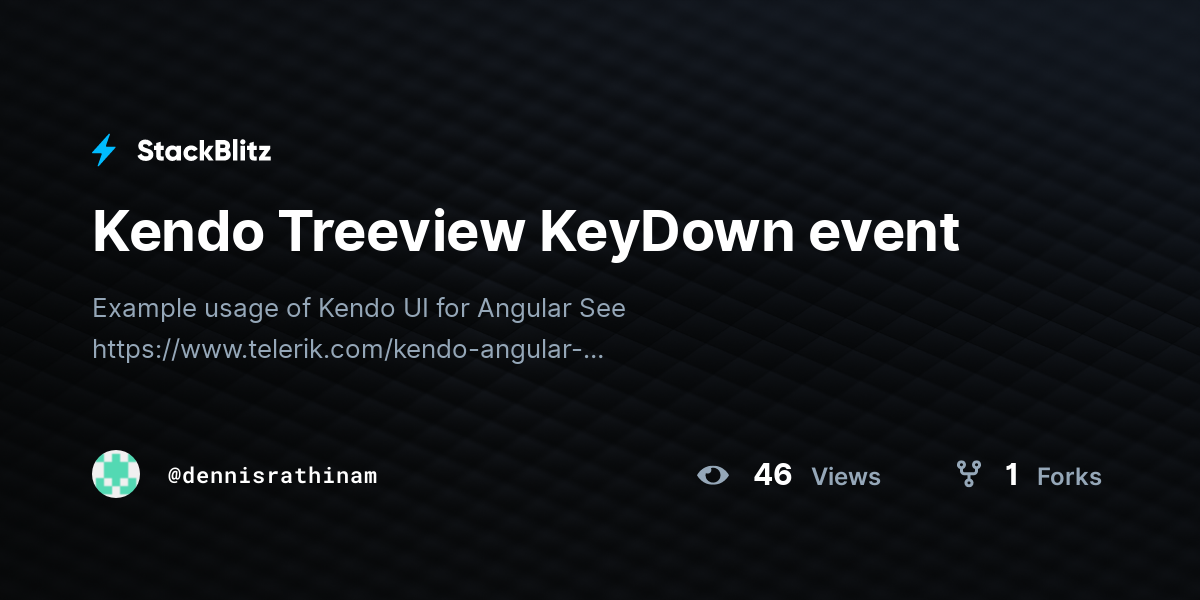 Kendo Treeview KeyDown Event StackBlitz