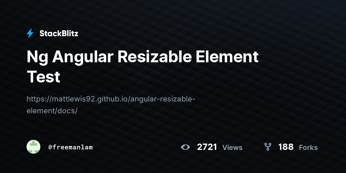Ng Angular Resizable Element Test Stackblitz