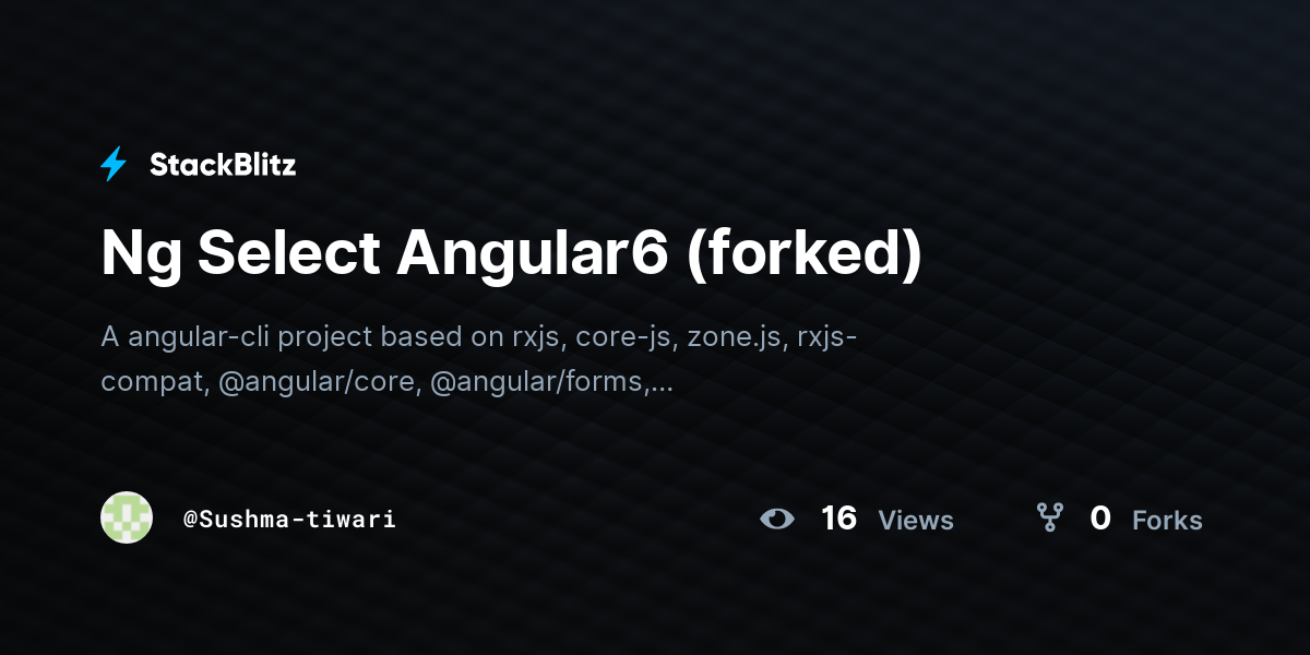 Ng Select Angular Forked Stackblitz