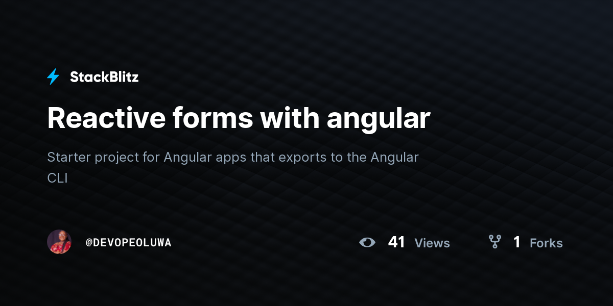 Reactive Forms With Angular StackBlitz