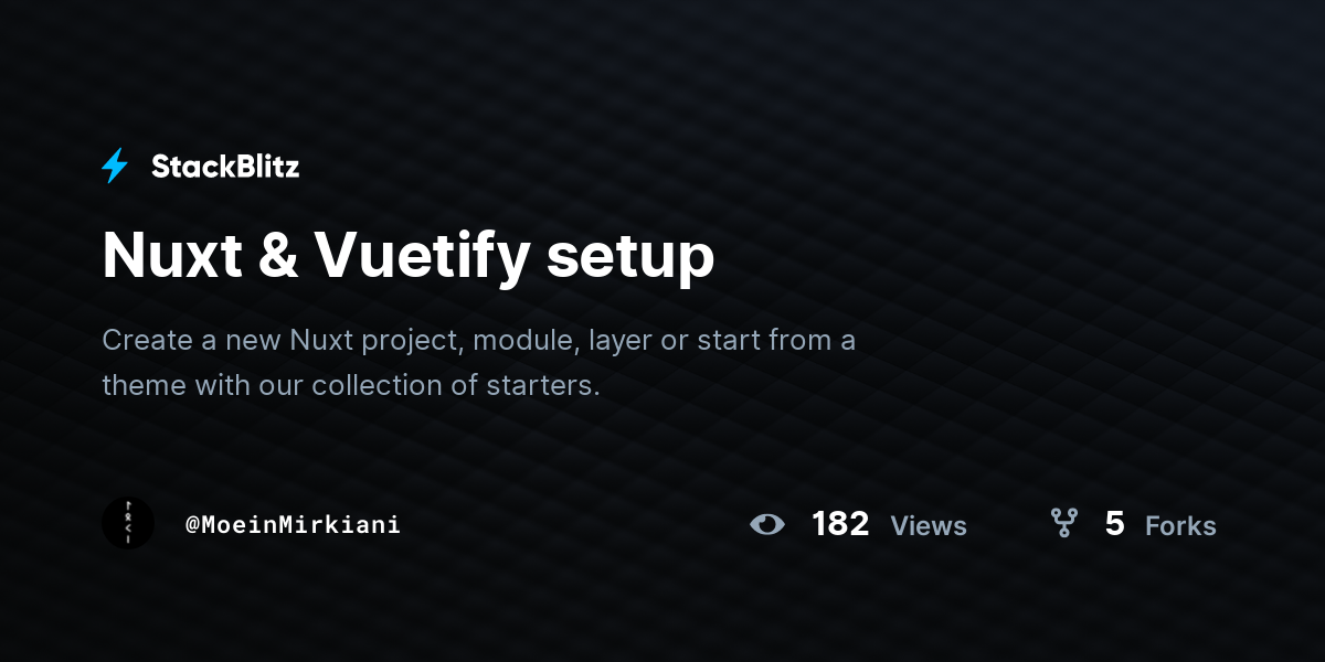 Nuxt Vuetify Setup Stackblitz