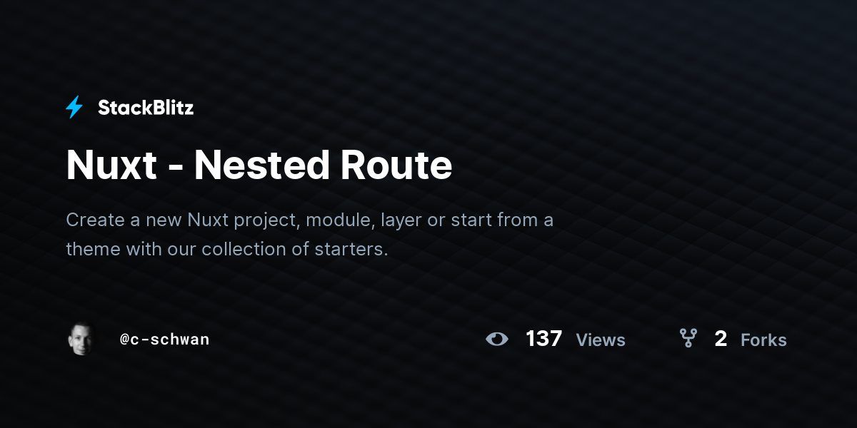 Nuxt Nested Route StackBlitz