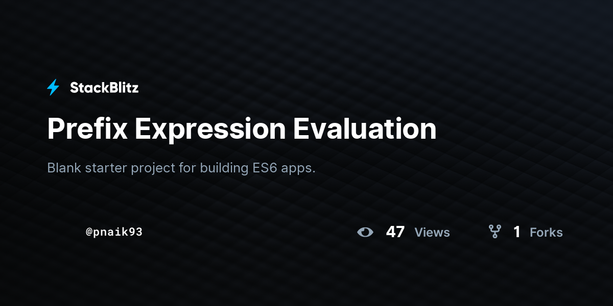 Prefix Expression Evaluation Stackblitz