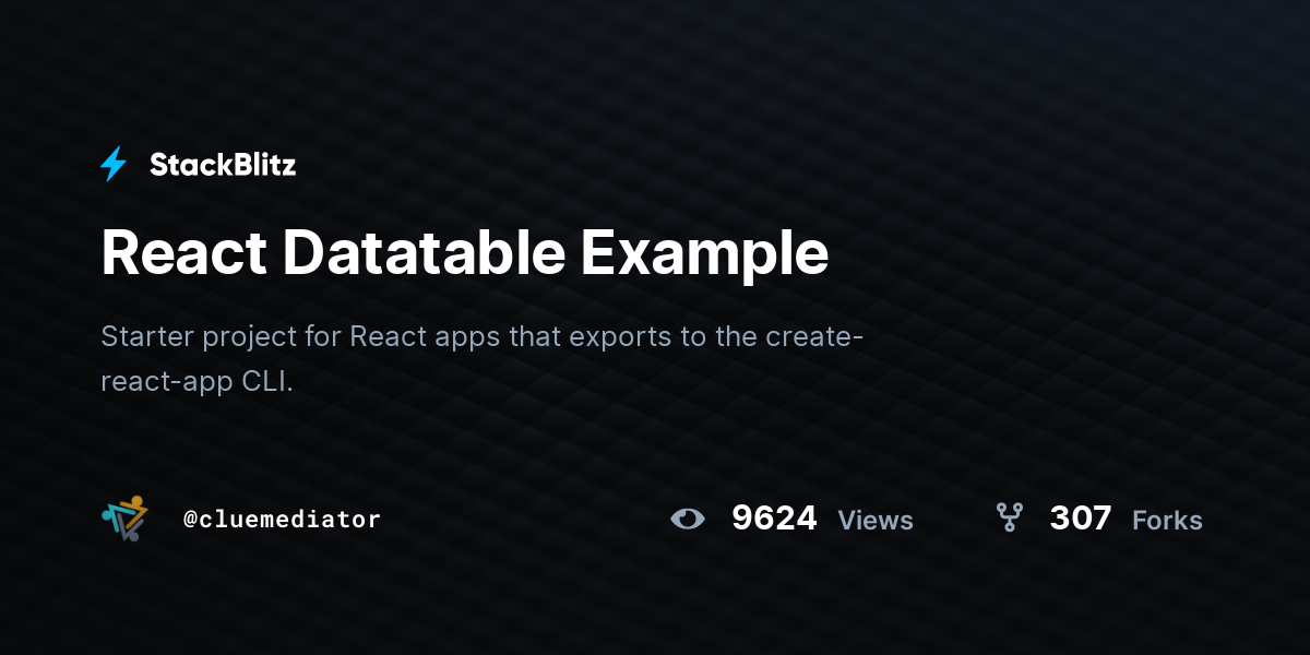 React Datatable Example StackBlitz