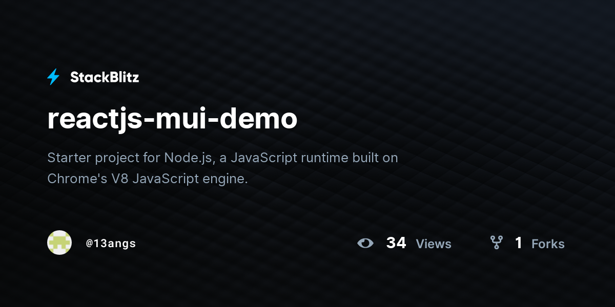 Reactjs Mui Demo StackBlitz