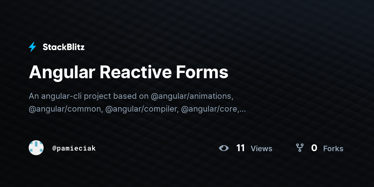 Angular Reactive Forms Stackblitz