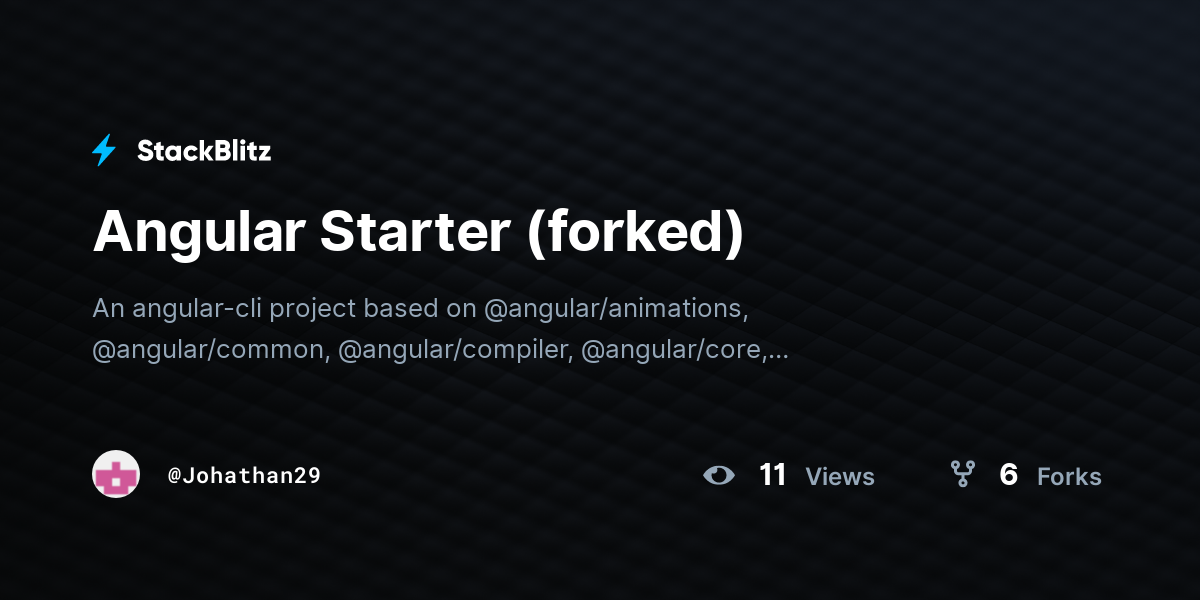 Angular Starter Forked Stackblitz