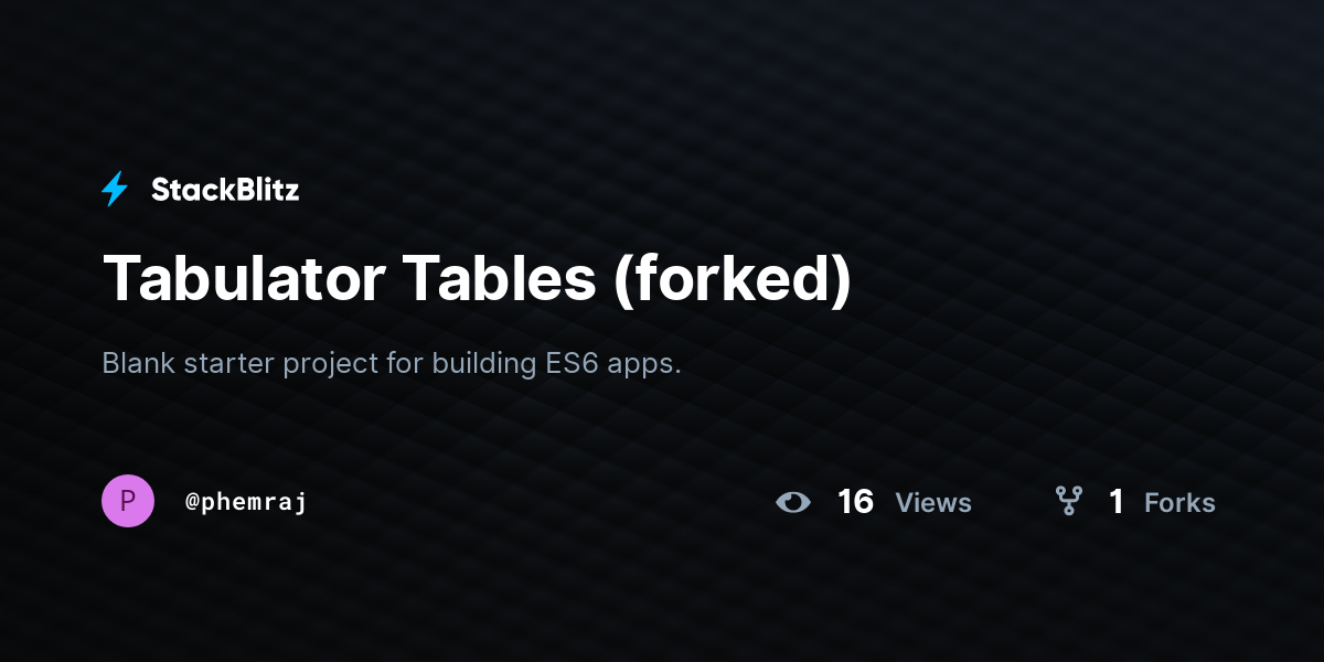 Tabulator Tables Forked StackBlitz