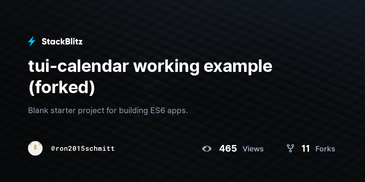 Tui Calendar Working Example Forked StackBlitz