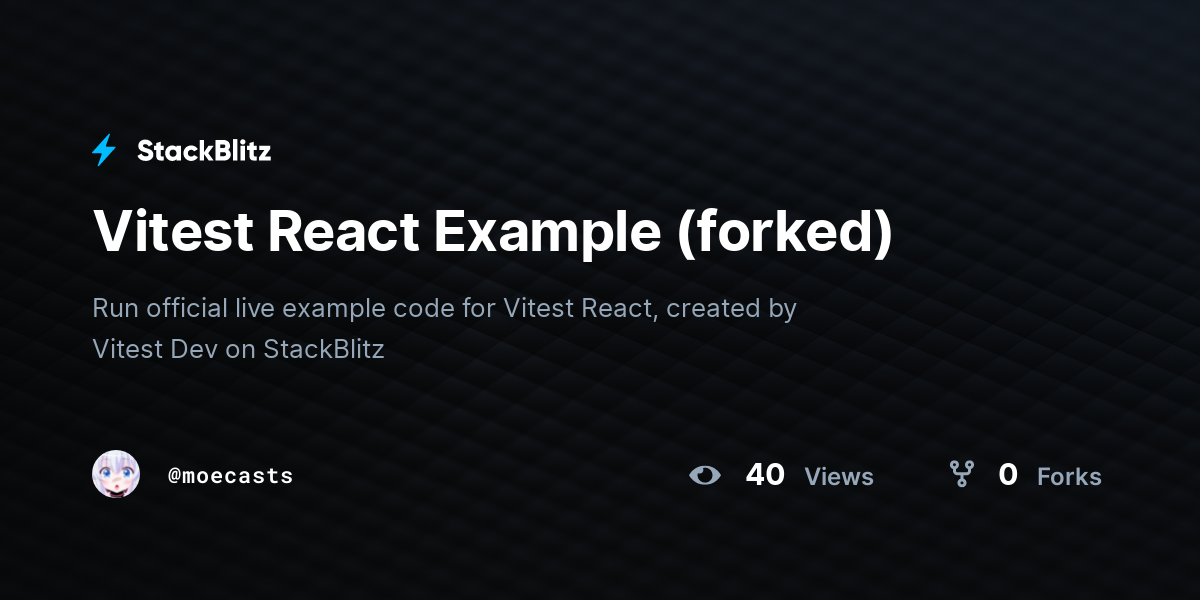 Vitest React Example Forked StackBlitz