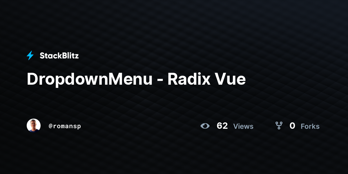 DropdownMenu Radix Vue StackBlitz