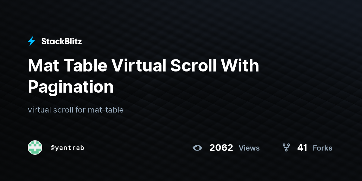 Mat Table Virtual Scroll With Pagination Stackblitz