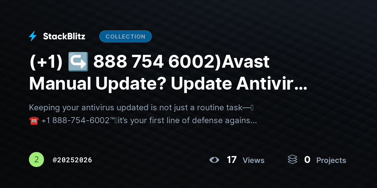 (+1) ↪ 888 754 6002)Avast Manual Update? Update Antivirus Offline Easily by 20252026