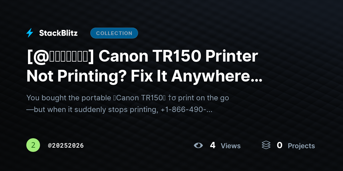 [@𝘶𝘱𝘥𝘢𝘵𝘦𝘥] Canon TR150 Printer Not Printing? Fix It Anywhere (2026 Complete Guide) by 20252026