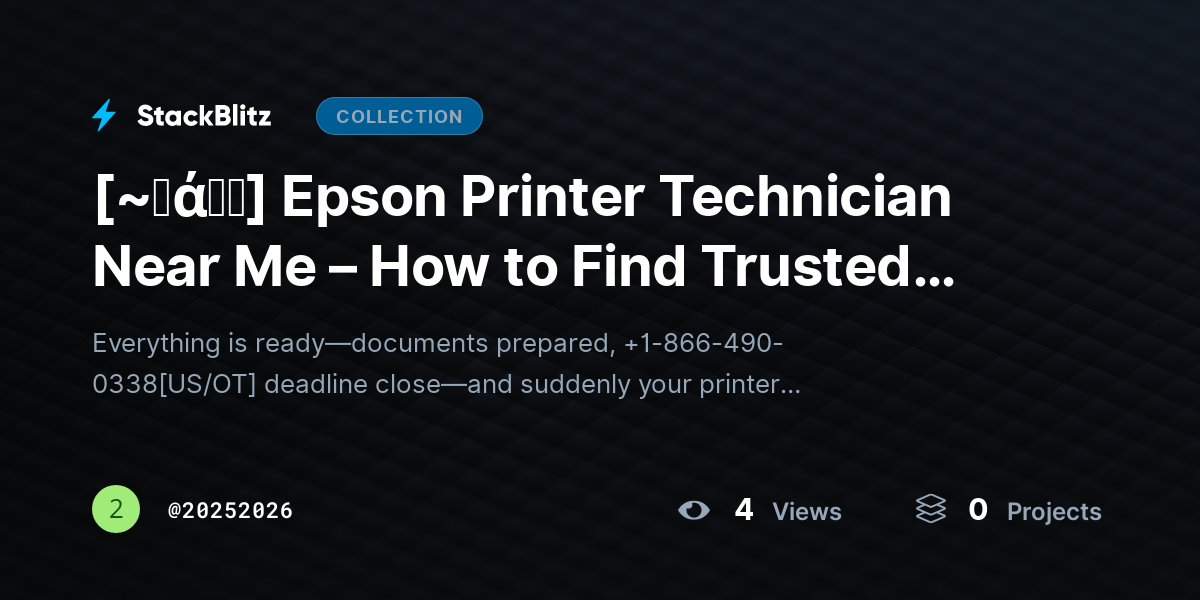 [~𝐅ά𝓠𝕤] Epson Printer Technician Near Me – How to Find Trusted Repair Experts Fast by 20252026