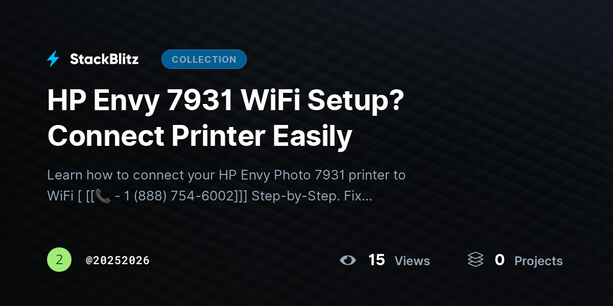 HP Envy 7931 WiFi Setup? Connect Printer Easily by 20252026
