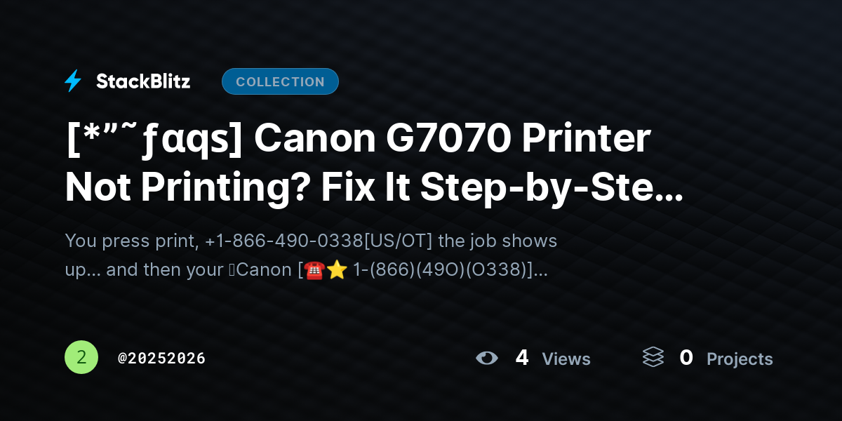 [*”˜ƒαqѕ] Canon G7070 Printer Not Printing? Fix It Step-by-Step (2026 Complete Guide) by 20252026