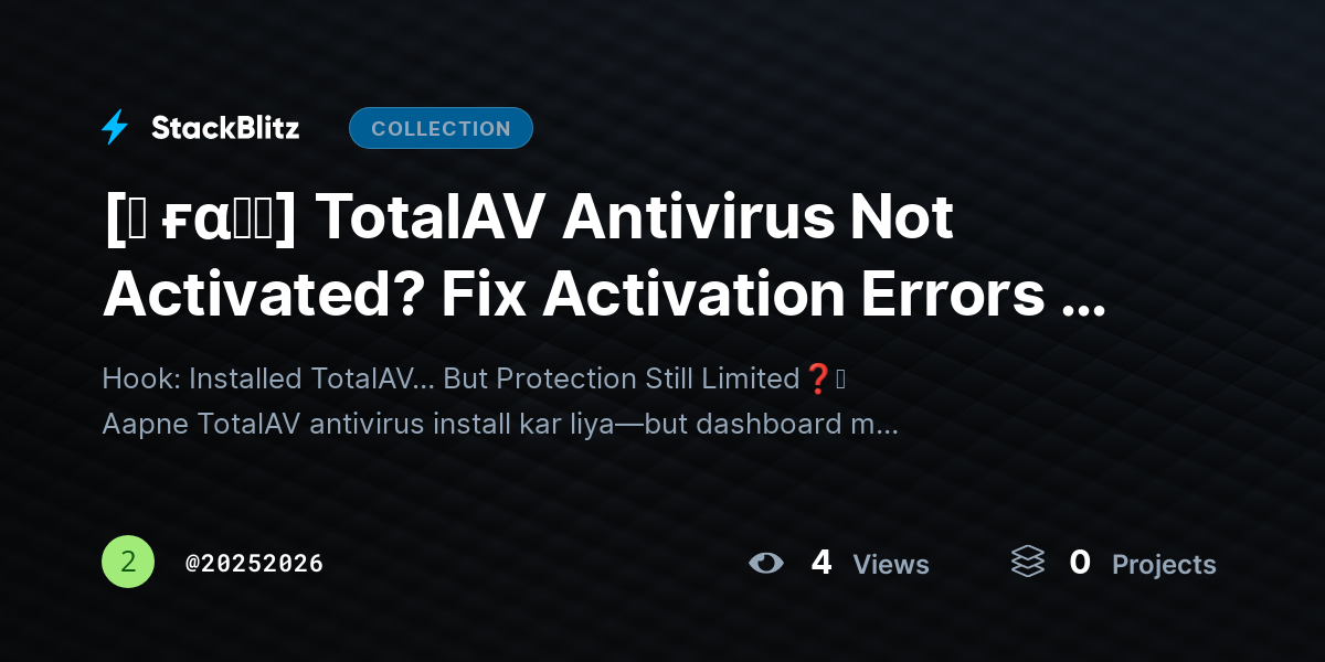[♜ ғα𝐐𝐒] TotalAV Antivirus Not Activated? Fix Activation Errors & Restore Full Protection (2026 Guide) by 20252026