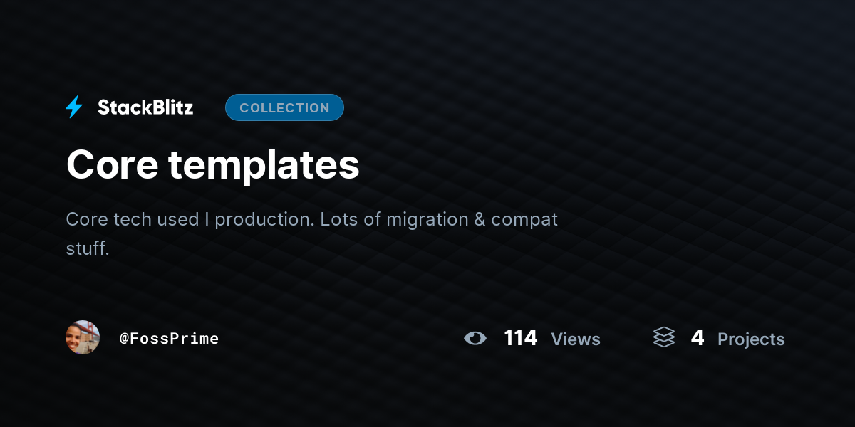 Core templates by FossPrime - StackBlitz