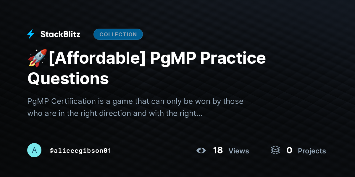 🚀[Affordable] PgMP Practice Questions by alicecgibson01