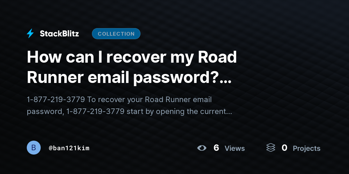How can I recover my Road Runner email password? (Complete Recovery Guide) by ban121kim