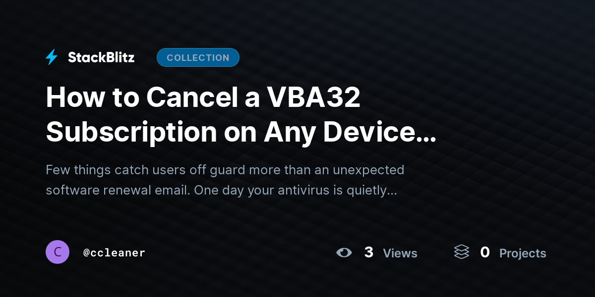 How to Cancel a VBA32 Subscription on Any Device (Step-by-Step) by ccleaner