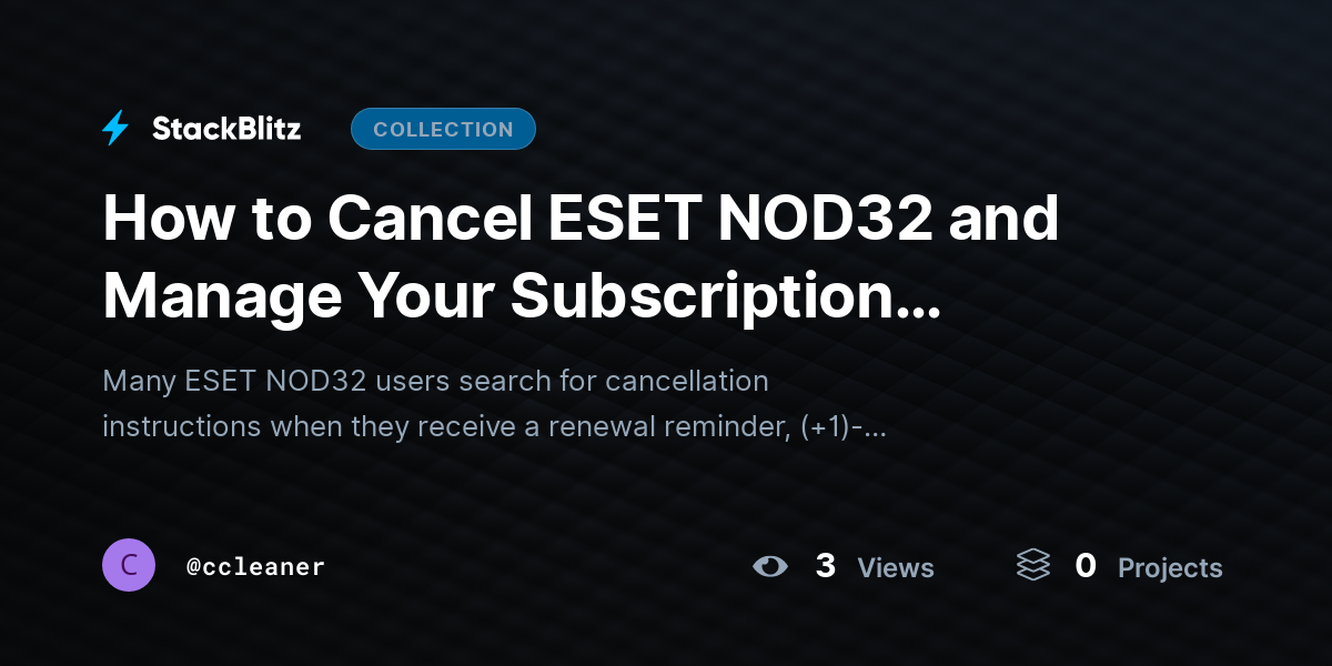 How to Cancel ESET NOD32 and Manage Your Subscription Settings by ccleaner