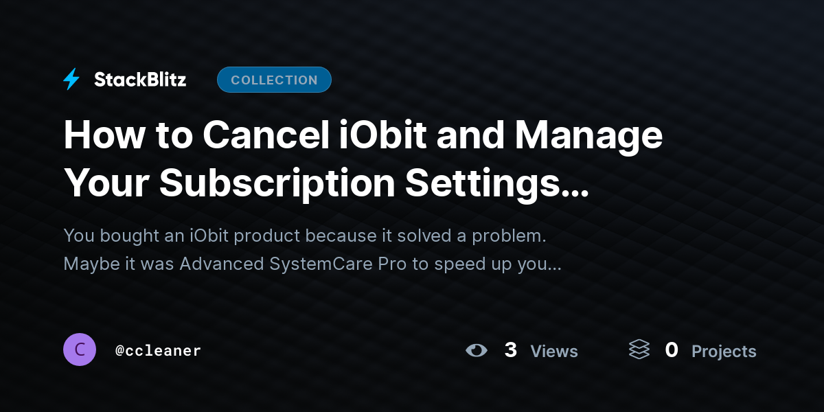 How to Cancel iObit and Manage Your Subscription Settings ~Guide by ccleaner