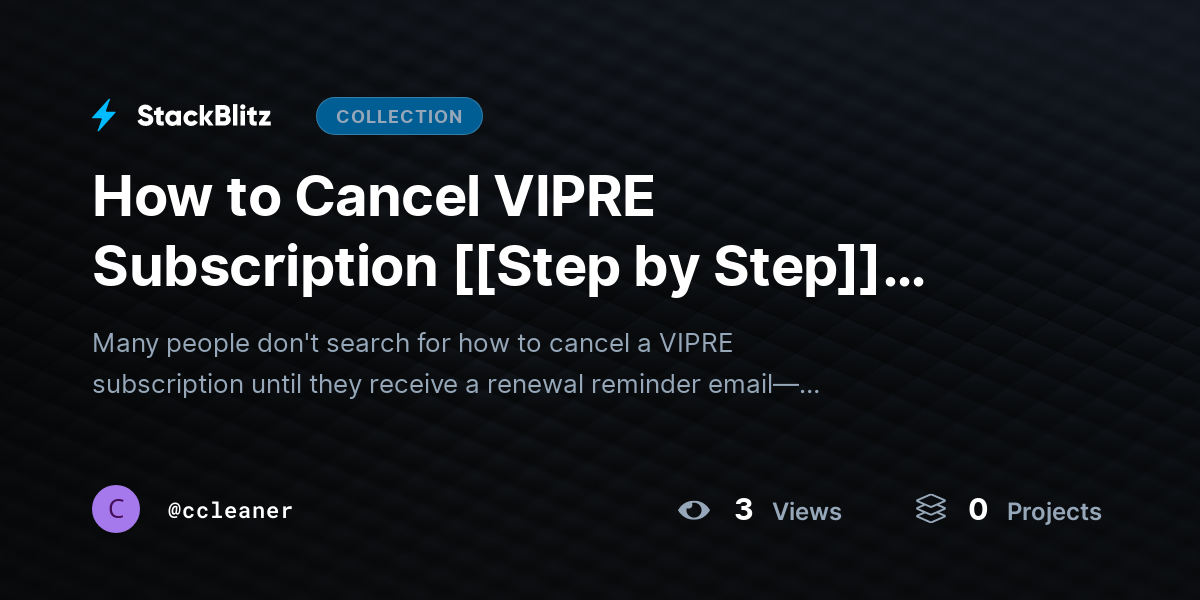 How to Cancel VIPRE Subscription [[Step by Step]] (Step-by-Step) by ccleaner